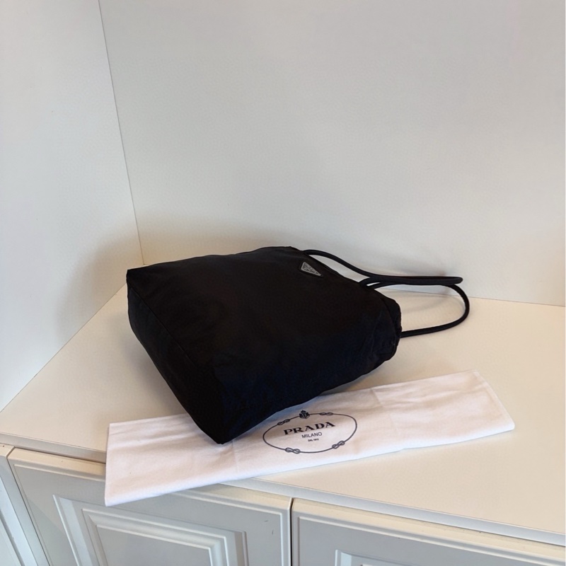 【98新🆕】Prada 普拉達 黑銀降落傘帆布單肩包tote-6