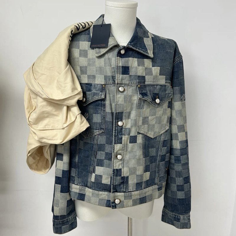 LV 菲董聯名24年春夏秀款馬賽克牛仔外套 54號 長69肩寬53胸圍130 99新 配件吊牌塵袋-0