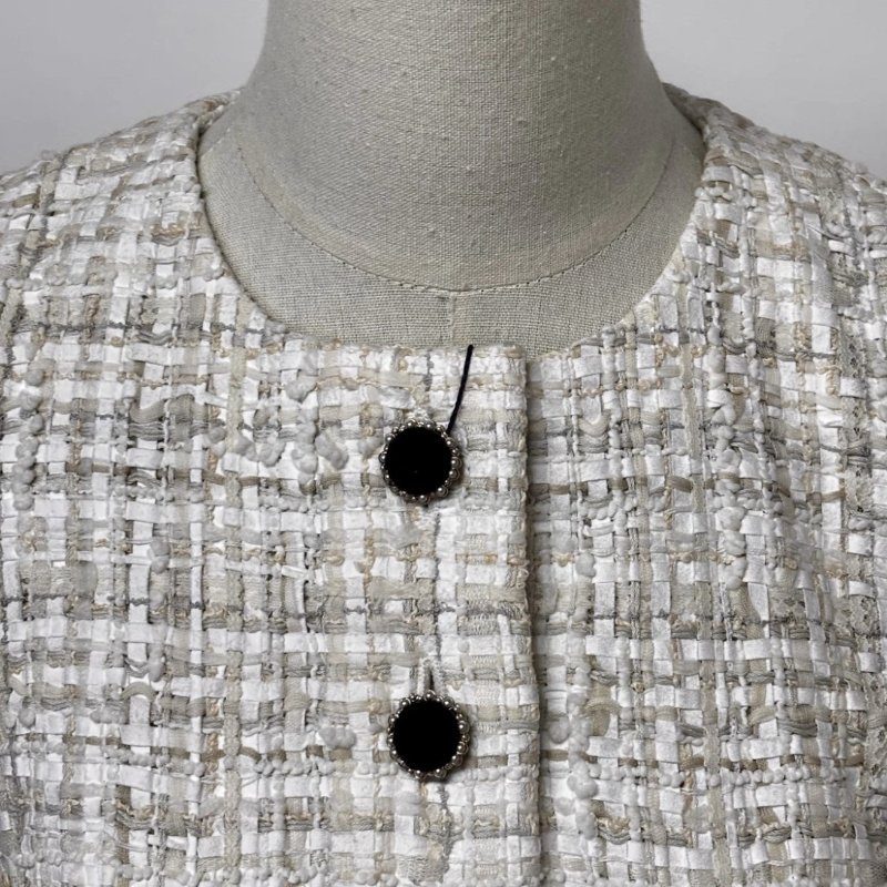 CHANEL 米白色編織無袖洋裝長85肩寬38胸圍92 36號 全新閒置配件吊牌備用扣-1