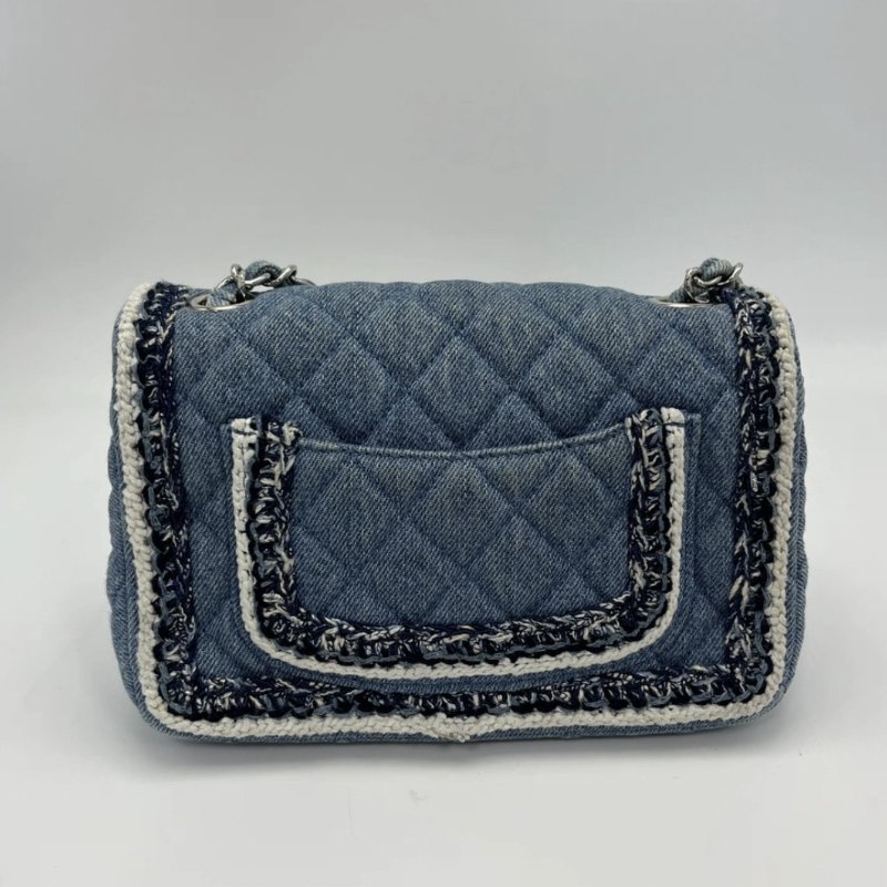 CHANEL 牛仔cf大mini肩背斜背包20*14*7 98新配件保卡塵袋-5