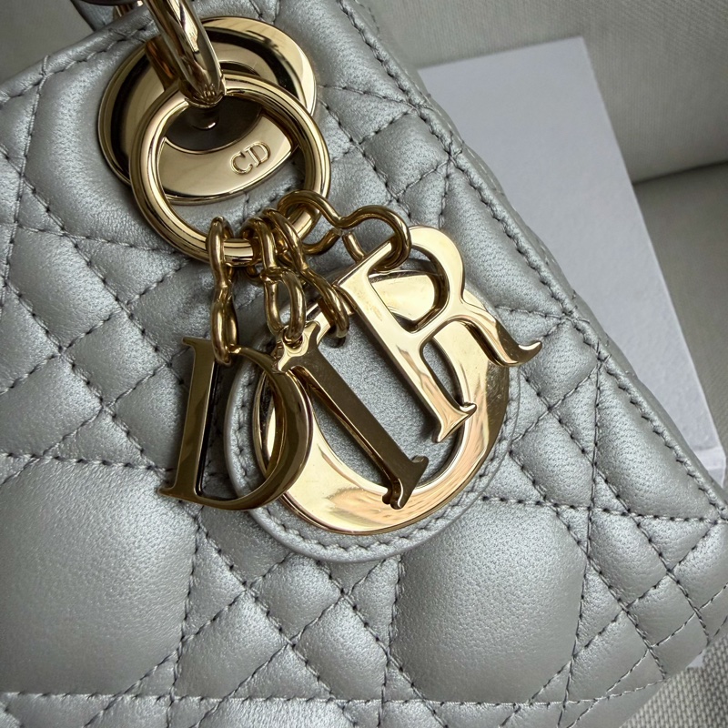 Lady Dior 灰色 三格黛妃包 迷你包-15