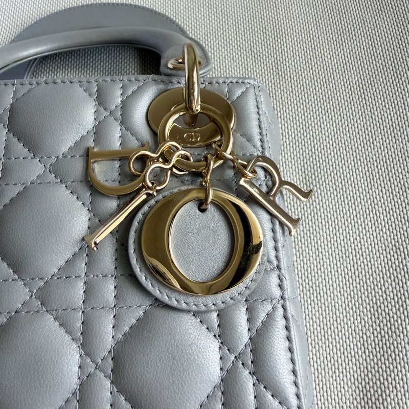 Lady Dior 灰色 三格黛妃包 迷你包-26