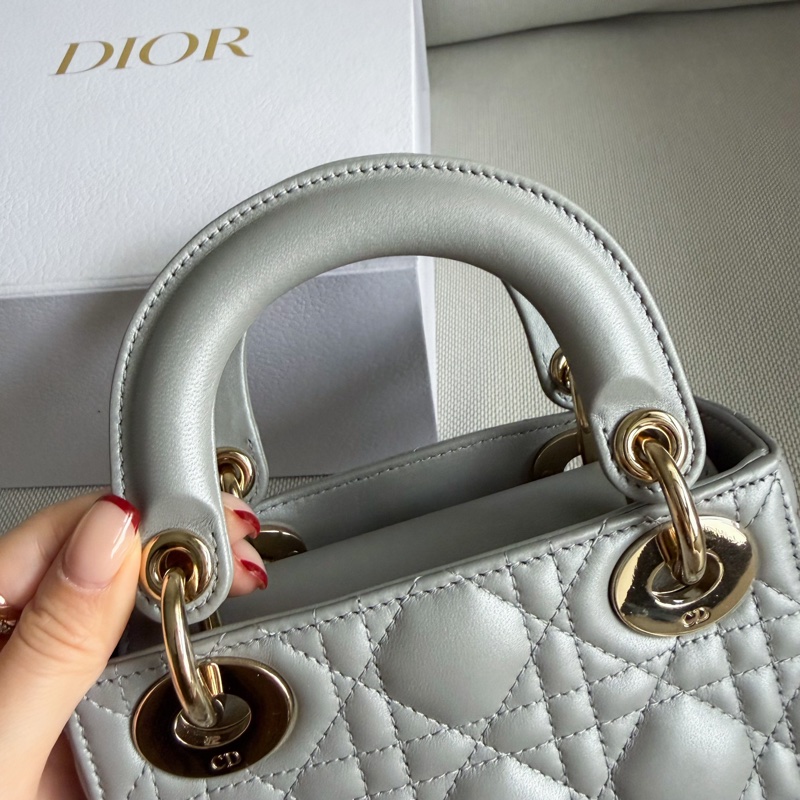 Lady Dior 灰色 三格黛妃包 迷你包-2
