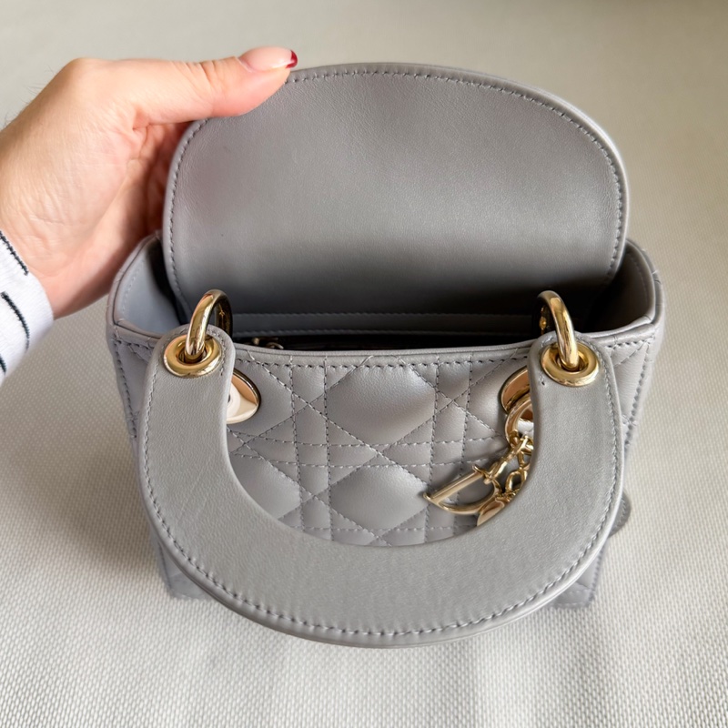 Lady Dior 灰色 三格黛妃包 迷你包-7