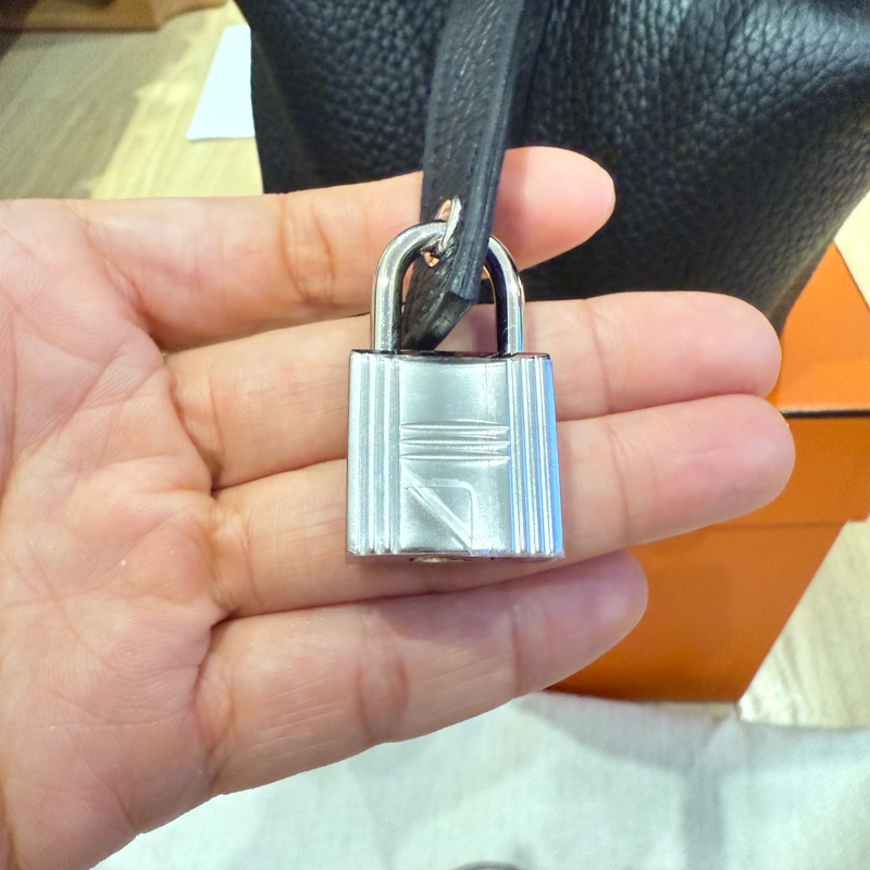 愛馬仕 菜籃子18 黑銀-5