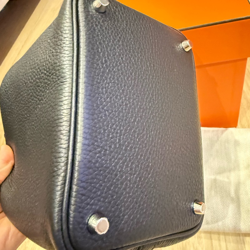 愛馬仕 菜籃子18 黑銀-6