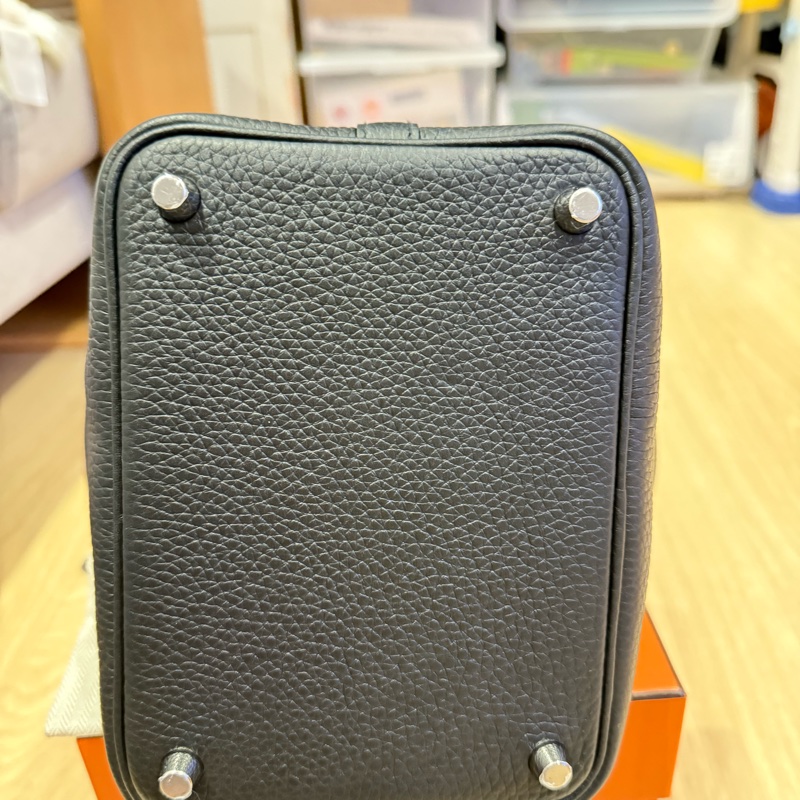 愛馬仕 菜籃子18 黑銀-21