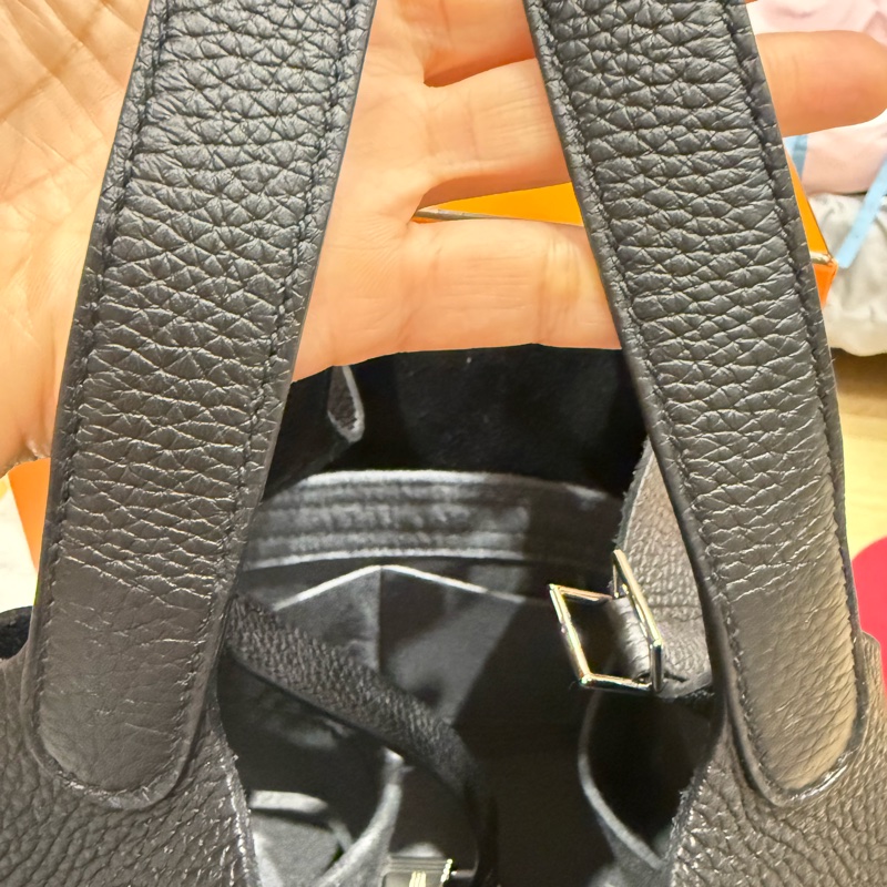 愛馬仕 菜籃子18 黑銀-53