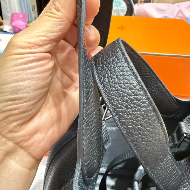 愛馬仕 菜籃子18 黑銀-55