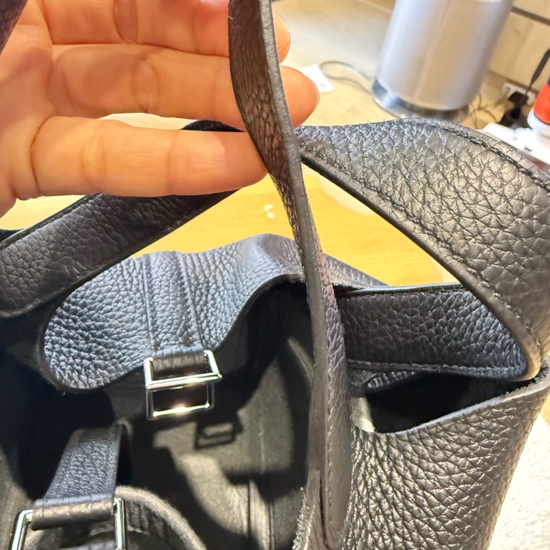 愛馬仕 菜籃子18 黑銀-17