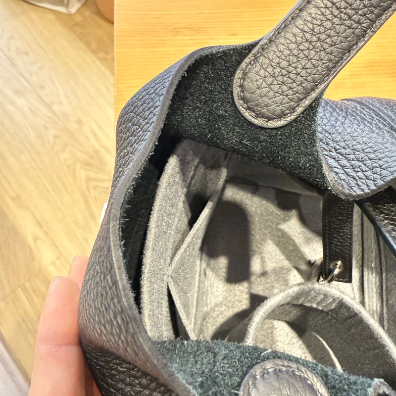 愛馬仕 菜籃子18 黑銀-45