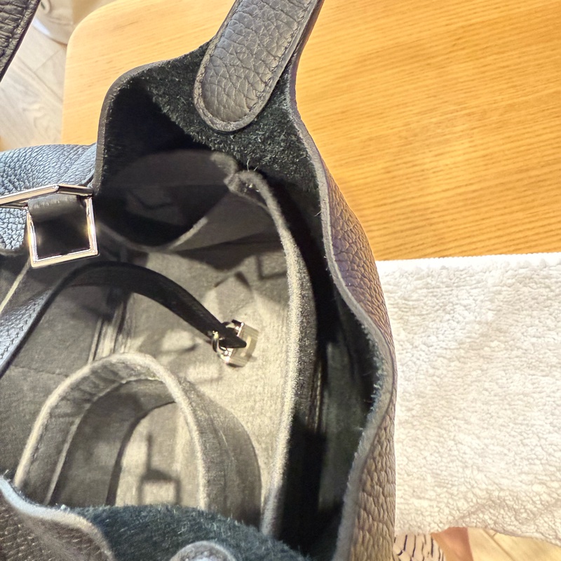 愛馬仕 菜籃子18 黑銀-46