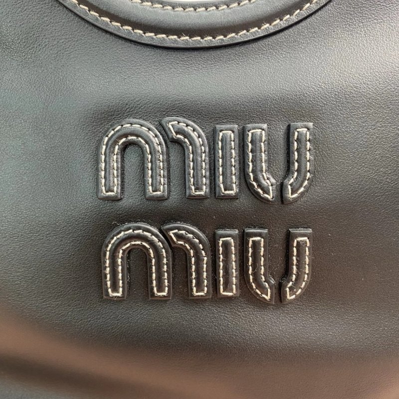 MIUMIU 黑色外縫線IVY小号手提肩背斜背托特包22*23.5*12 98新 配件塵袋-1