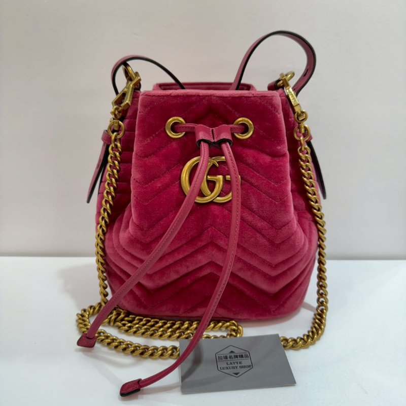 GUCCI Marmont 絨布 斜背包/側背包/水桶包/手提包 9成新-1