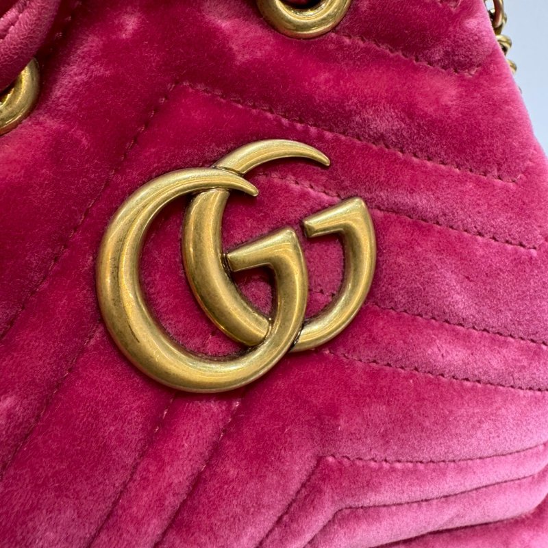 GUCCI Marmont 絨布 斜背包/側背包/水桶包/手提包 9成新-16