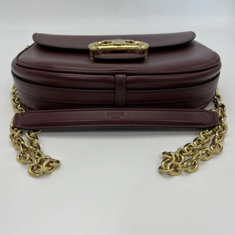 CELINE Maillon Triomphe深紅色金扣豬鼻子馬鞍包23*16*5 98新配件塵袋-2