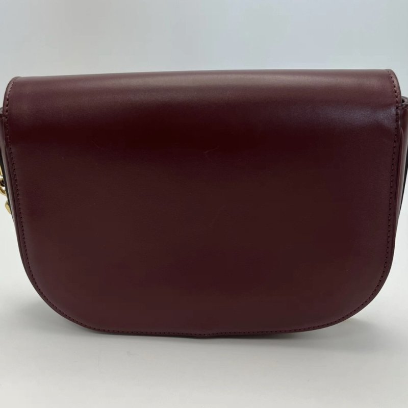 CELINE Maillon Triomphe深紅色金扣豬鼻子馬鞍包23*16*5 98新配件塵袋-4