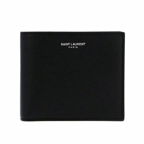 【YSL】SAINT LAURENT Paris East West Bifold 粒面壓紋皮革 卡夾 皮夾 零錢包 短夾 黑色 396303