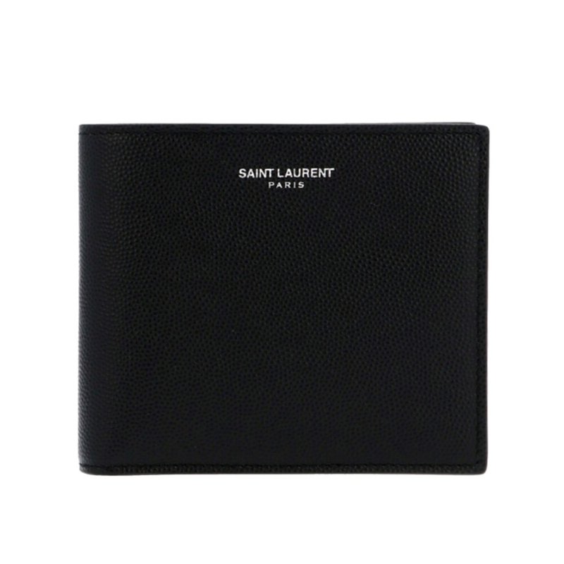 【YSL】SAINT LAURENT Paris East West Bifold 粒面壓紋皮革 卡夾 皮夾 零錢包 短夾 黑色 396303-0