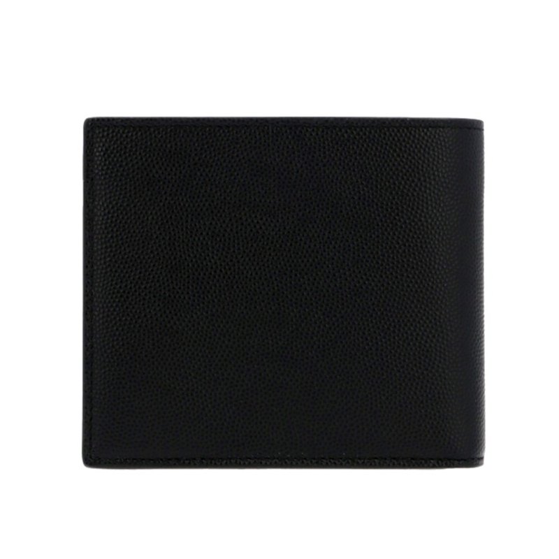 【YSL】SAINT LAURENT Paris East West Bifold 粒面壓紋皮革 卡夾 皮夾 零錢包 短夾 黑色 396303-4