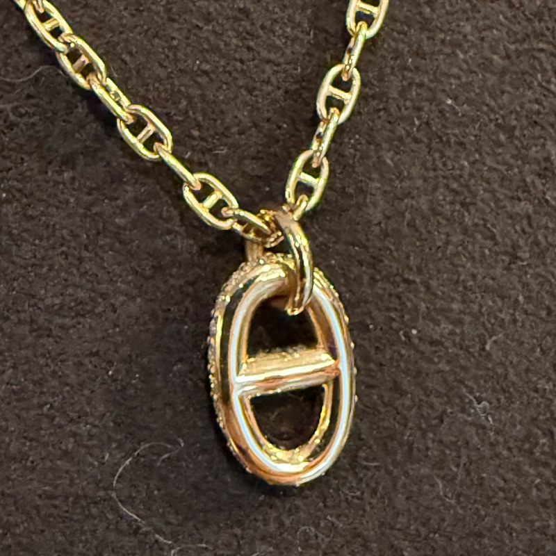 Hermes 18K玫瑰金滿鑽豬鼻頸鏈/Farandole Pendant Necklace-2