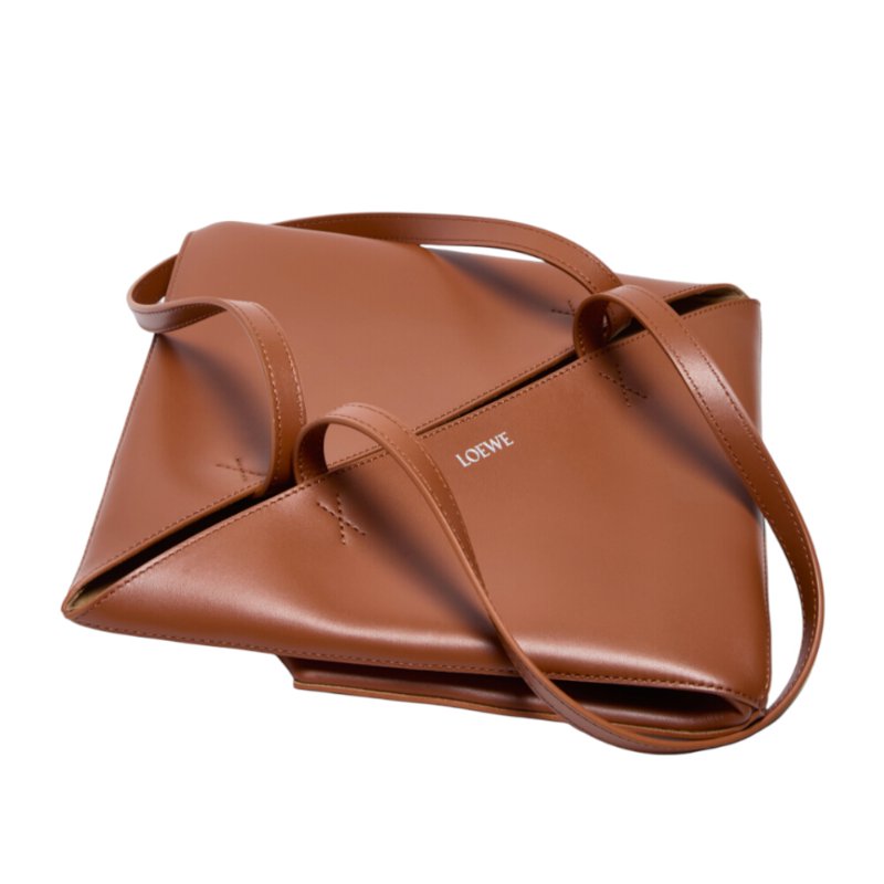 【LOEWE 羅威】Puzzle Fold Tote 中款 亮面牛皮 折疊 肩背包 托特包 松鼠棕色-2