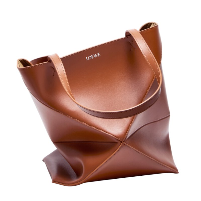 【LOEWE 羅威】Puzzle Fold Tote 中款 亮面牛皮 折疊 肩背包 托特包 松鼠棕色-3