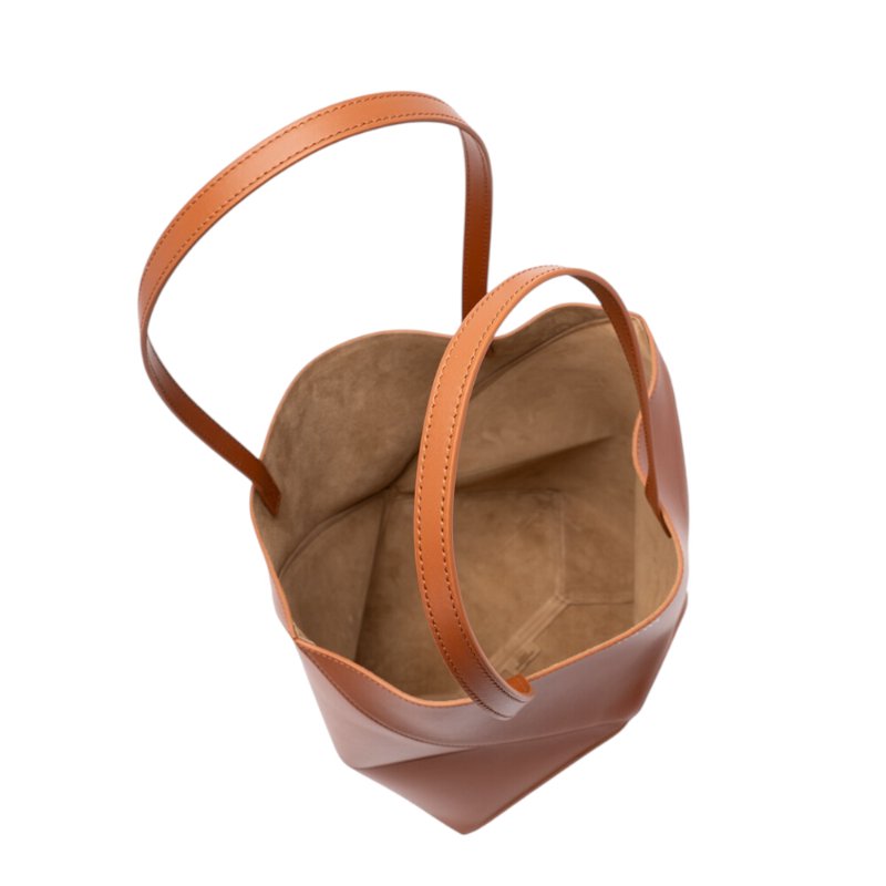 【LOEWE 羅威】Puzzle Fold Tote 中款 亮面牛皮 折疊 肩背包 托特包 松鼠棕色-4