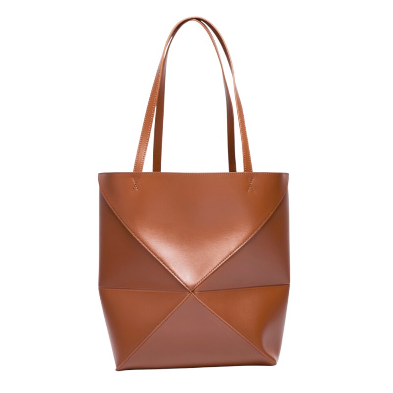 【LOEWE 羅威】Puzzle Fold Tote 中款 亮面牛皮 折疊 肩背包 托特包 松鼠棕色-5