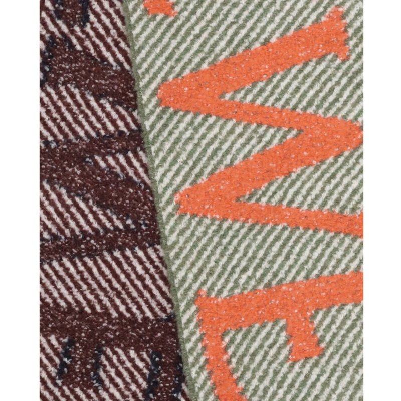 【LOEWE 羅威】Alpaca Wool 緹花織 羊駝毛和羊毛混紡 多色紋理毛圈 圍巾 海軍藍 橙色 FSA7SS3X01-2