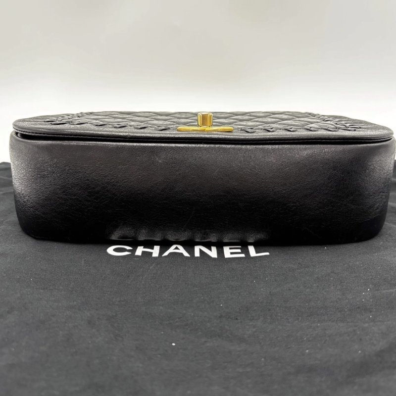 CHANEL 黑金CF滾邊馬鞍肩背斜背包25*17*6.5 98新配件塵袋保卡-3