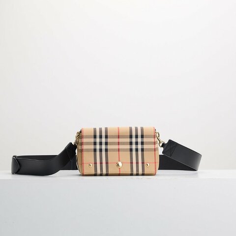 二手Burberry note 格紋斜背包