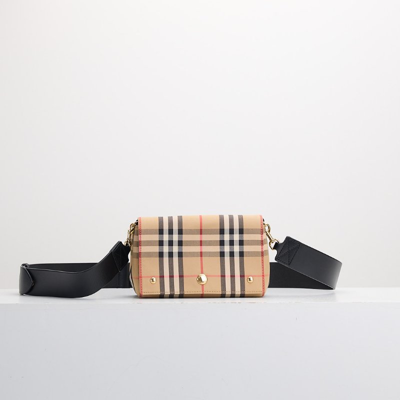 二手Burberry note 格紋斜背包-0