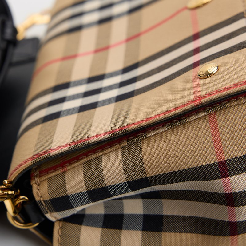 二手Burberry note 格紋斜背包-6