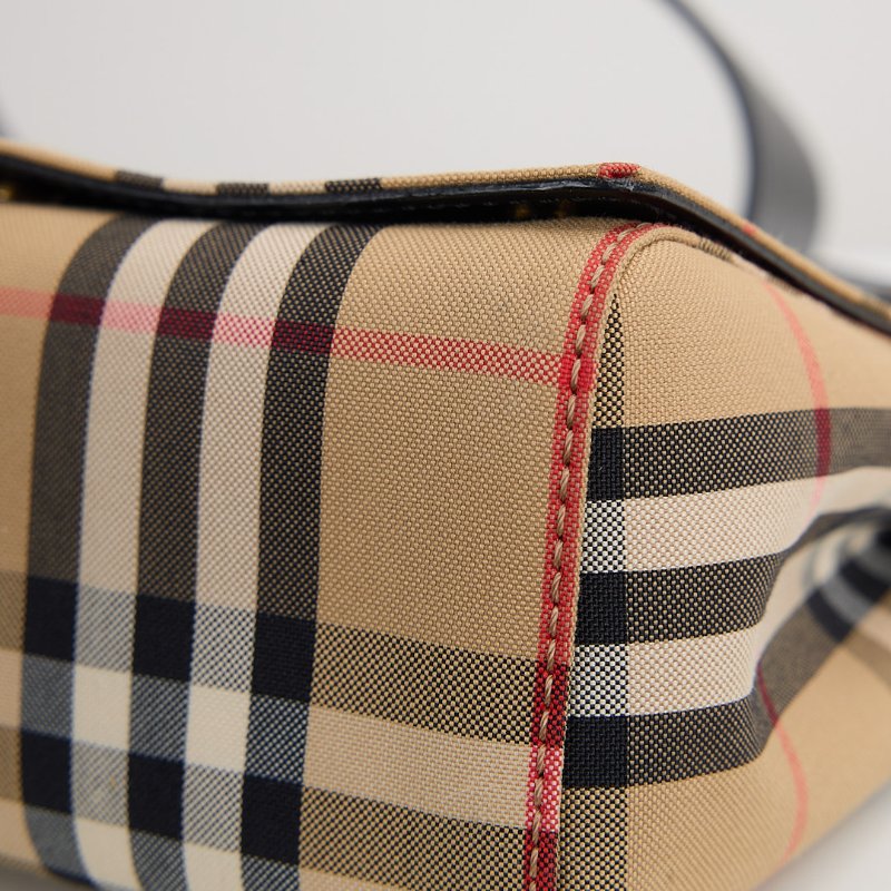 二手Burberry note 格紋斜背包-7