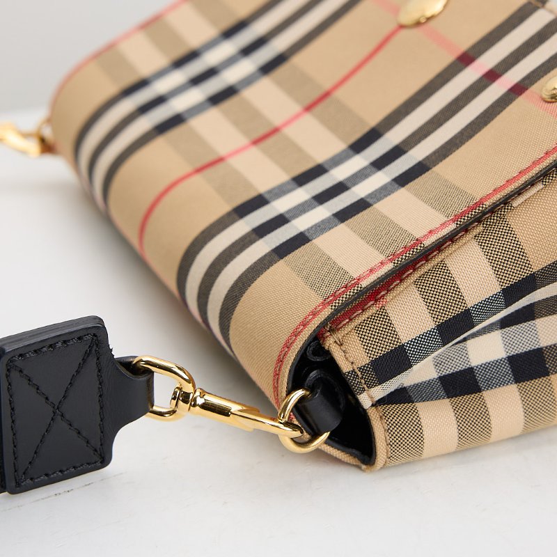 二手Burberry note 格紋斜背包-12
