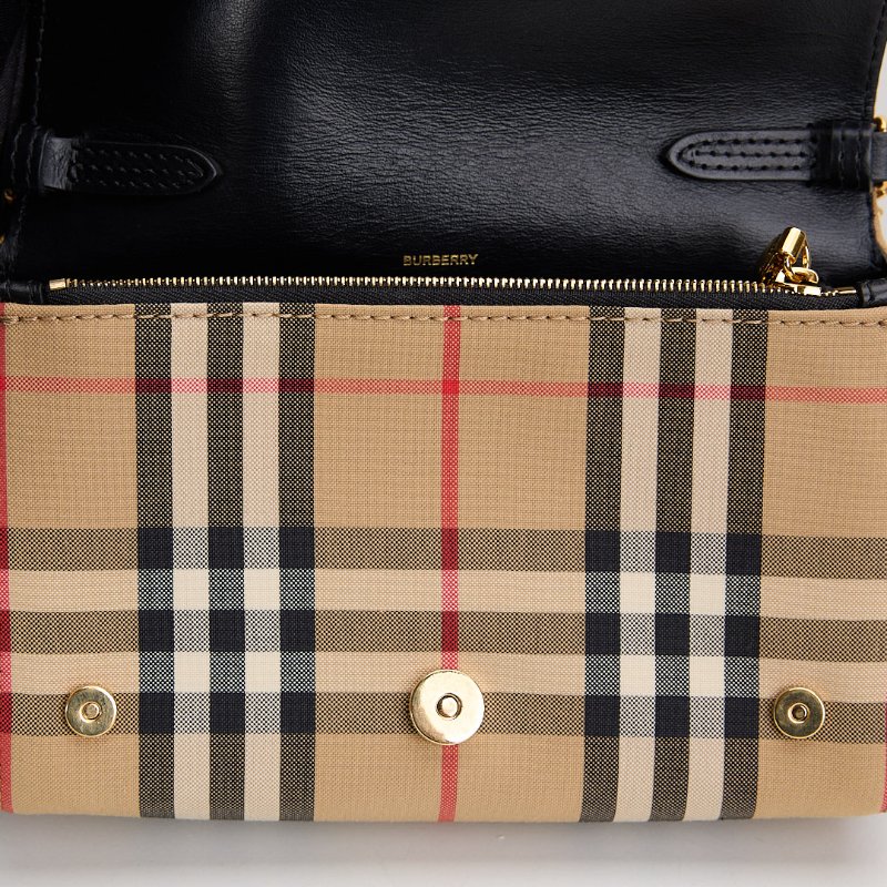 二手Burberry note 格紋斜背包-19