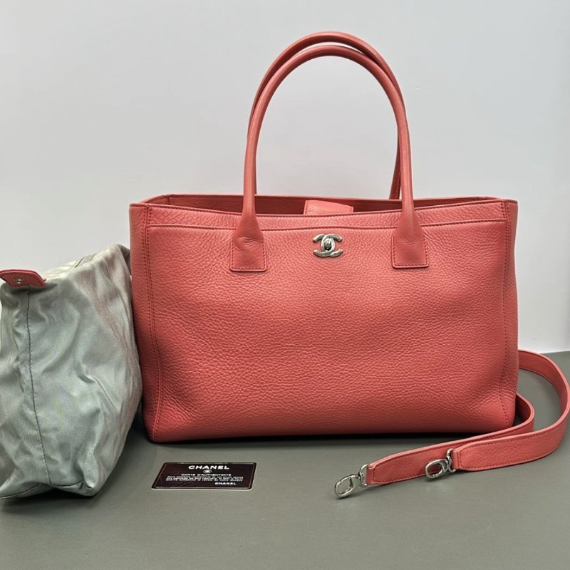 CHANEL 玫紅cerf子母手提托特包38*21*18 98新配件塵袋保卡-0