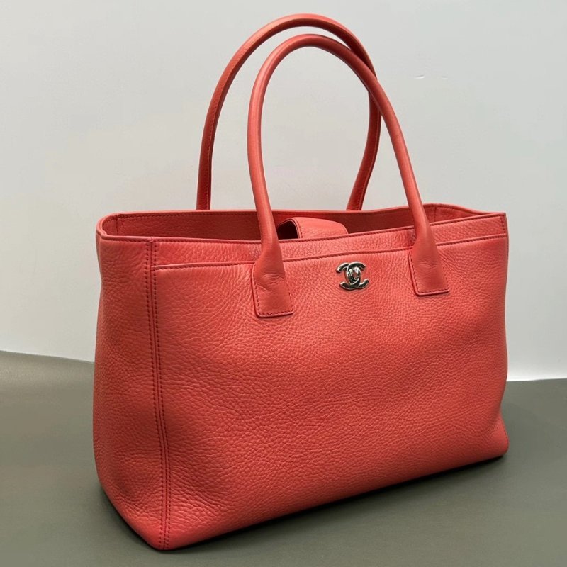 CHANEL 玫紅cerf子母手提托特包38*21*18 98新配件塵袋保卡-1