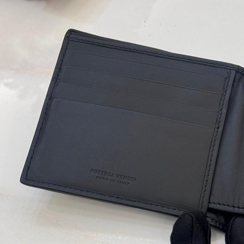 *SHIHNA名牌精品*Bottega Veneta黑色編織小牛皮短夾-2