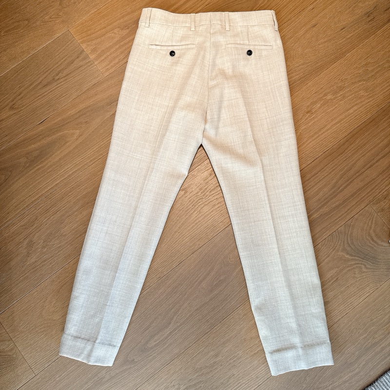 AMI PARIS 初剪羊毛 米色修身長褲-2