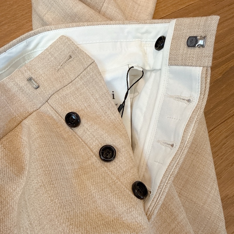 AMI PARIS 初剪羊毛 米色修身長褲-12