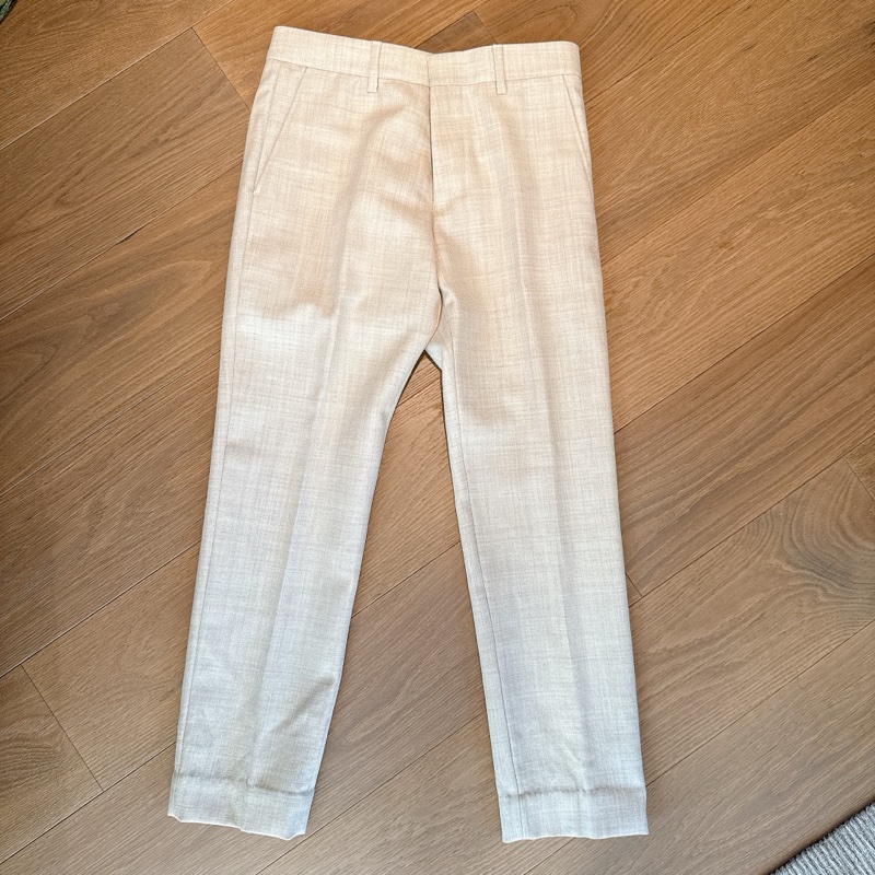 AMI PARIS 初剪羊毛 米色修身長褲-14