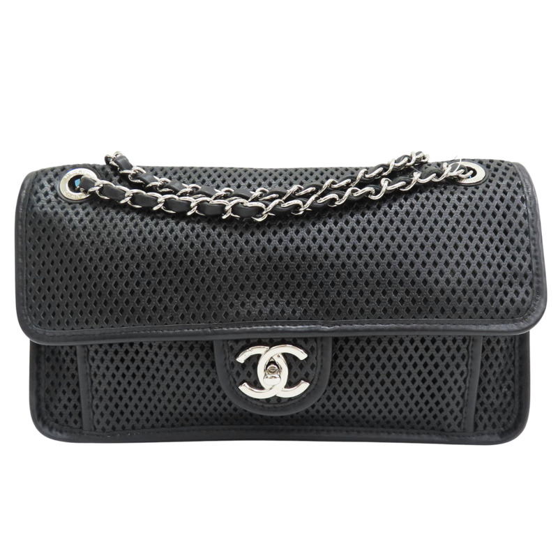 黑色 洞洞牛皮 French riviera 肩背包 銀釦【CHANEL 香奈兒】-0