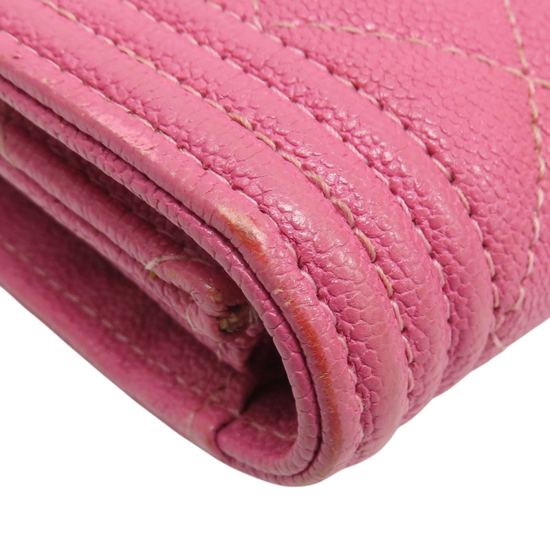 粉色 荔枝紋牛皮 BOY 扣式短夾 【CHANEL 香奈兒】-15