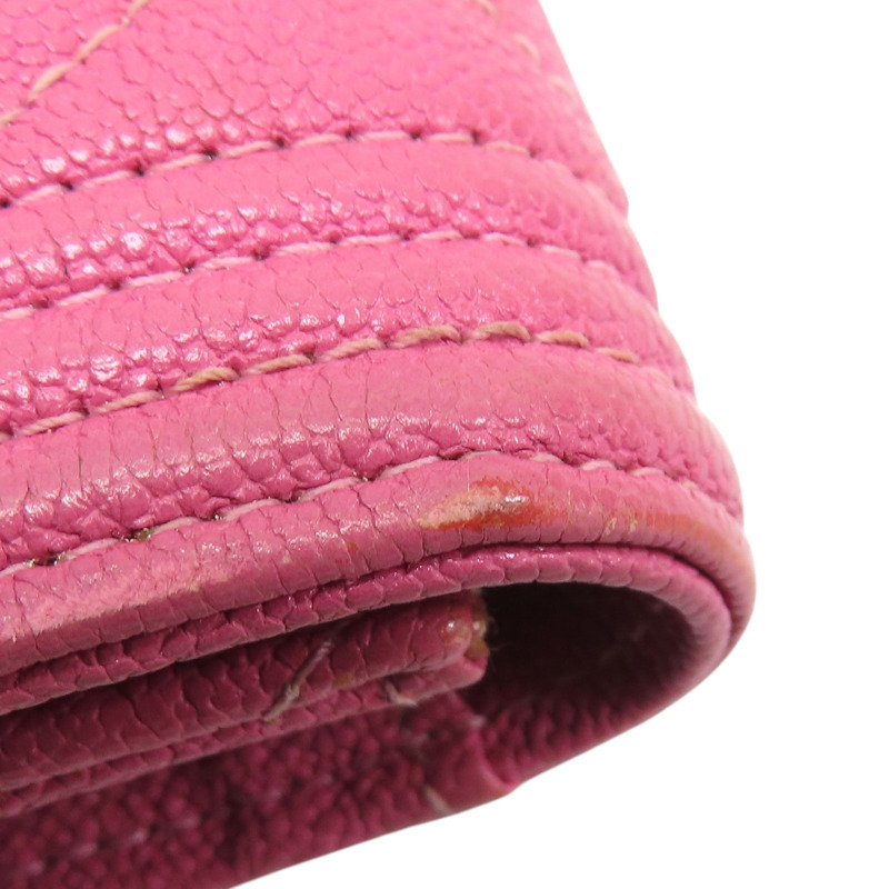 粉色 荔枝紋牛皮 BOY 扣式短夾 【CHANEL 香奈兒】-18