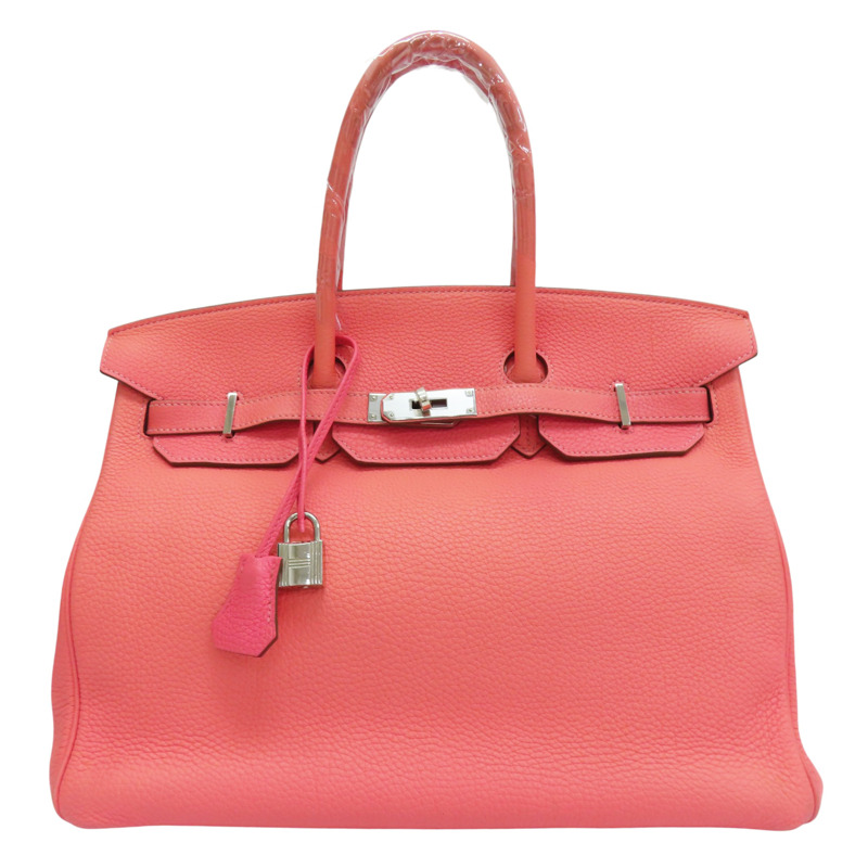 粉色 Togo牛皮 Birkin 35 柏金包 手提包 口P刻 (變色)【HERMES 愛馬仕】 □P/PHW-0