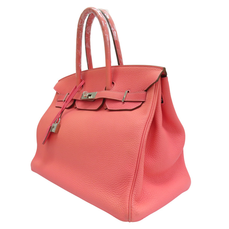 粉色 Togo牛皮 Birkin 35 柏金包 手提包 口P刻 (變色)【HERMES 愛馬仕】 □P/PHW-2