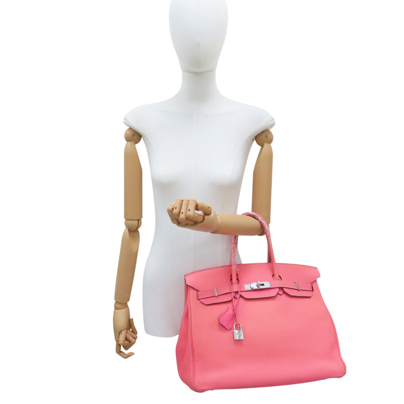 粉色 Togo牛皮 Birkin 35 柏金包 手提包 口P刻 (變色)【HERMES 愛馬仕】 □P/PHW-9