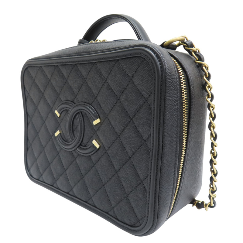 黑色 荔枝牛皮 肩背包 金釦【CHANEL 香奈兒】 A93344-2